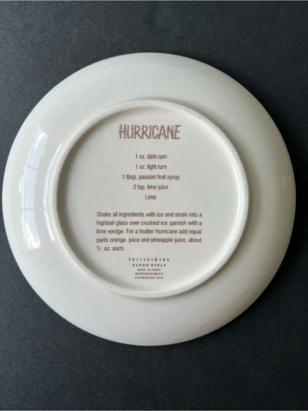 Pottery Barn Set of 2 Aloha Girls Cocktail Recipe Plates 8